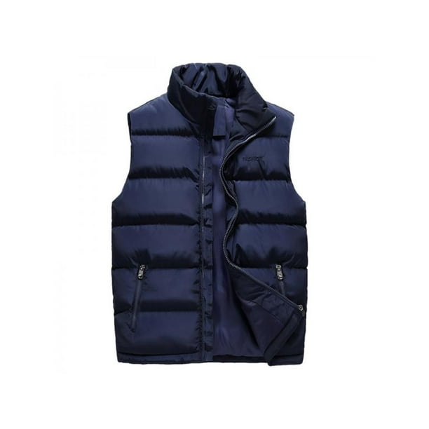 SHOWNO Men Winter Thicken Warm Stand Collar Zip Front Quilted Jacket Coat Outerwear 